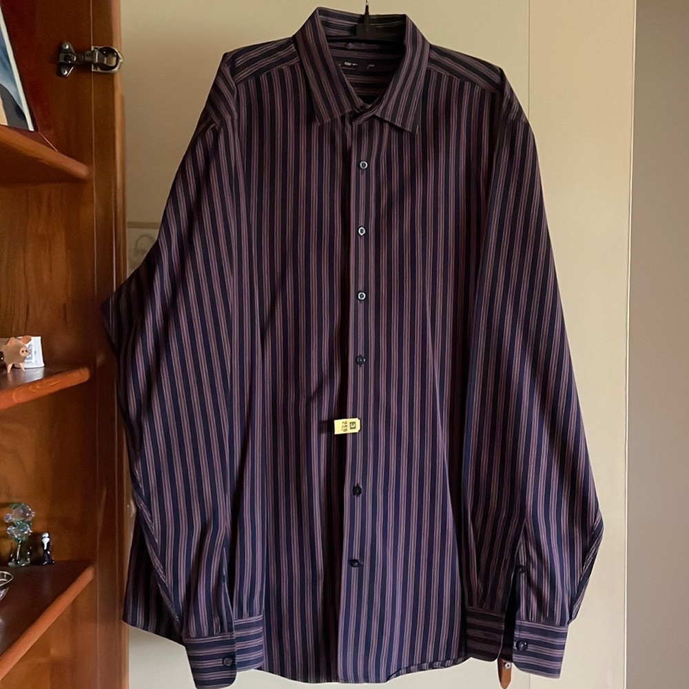 GAP Men's Long Sleeve Shirt; Size XL; Striped; Multi-colored (Navy/Purple)